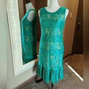 Nine West Green Lace Sleeveless Dress